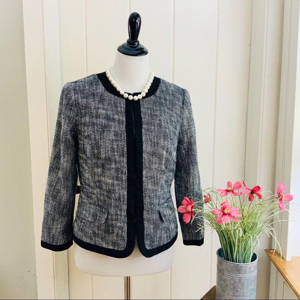 TALBOTS Black White Nubby Career Blazer Jacket